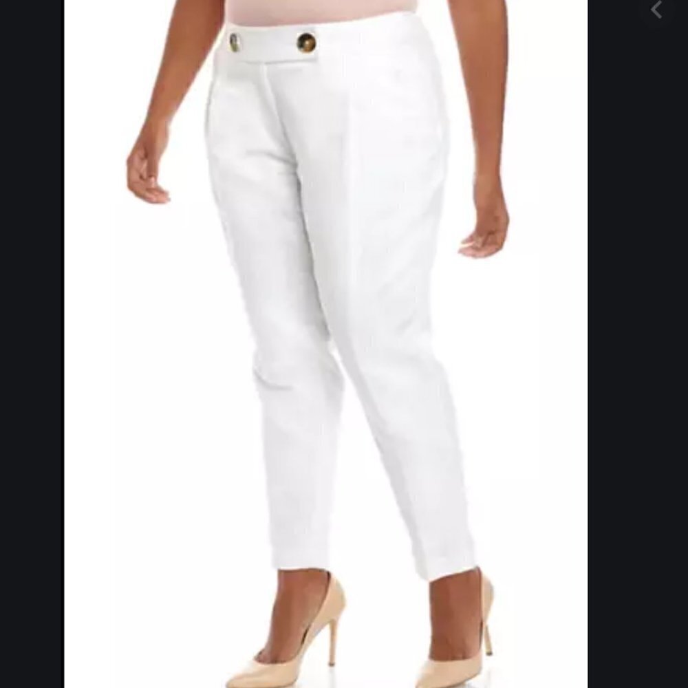 NWT CALVIN KLEIN linen White pants - Picture 2 of 10